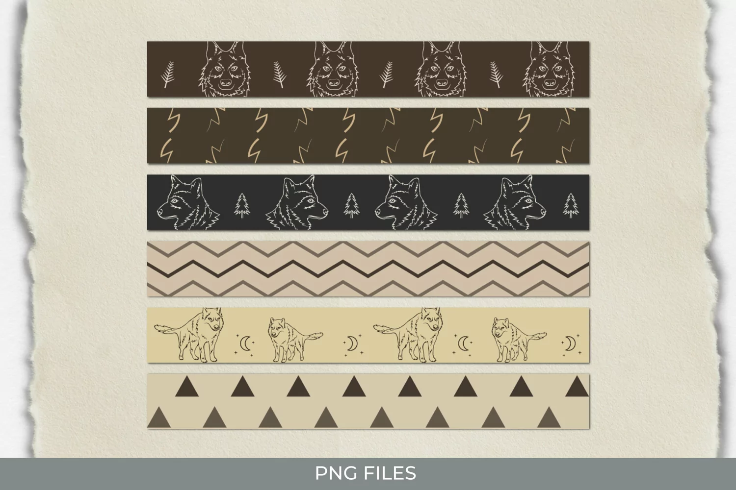 Vintage Wolf Seamless Pattern Strips product image 1