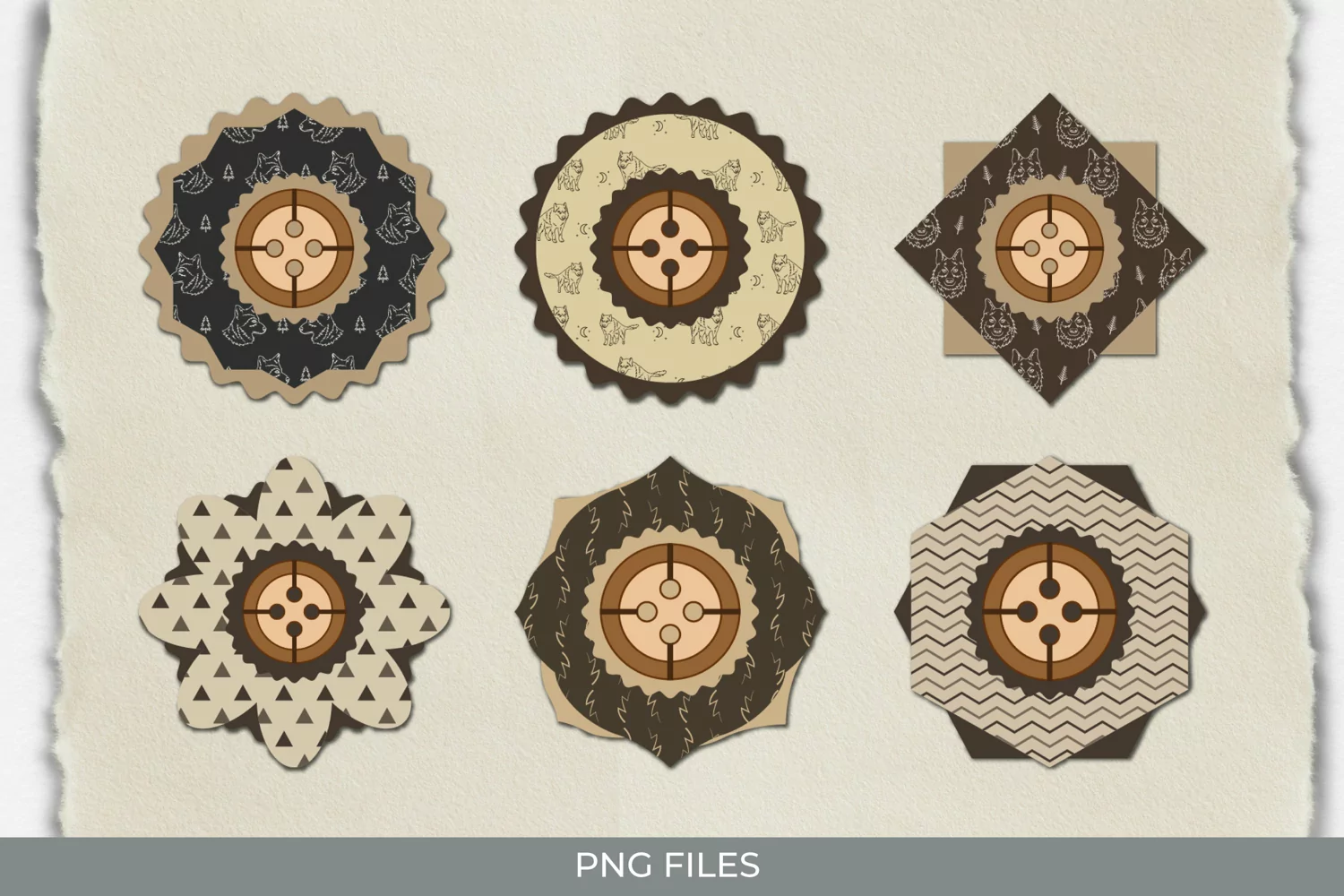 Vintage Wolf Seamless Pattern with Buttons product image 1