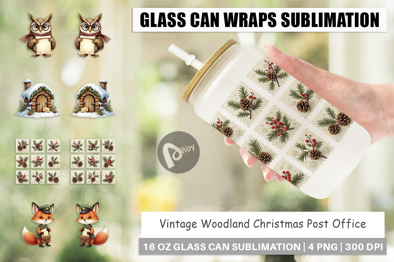 Vintage Woodland Post Office Glass Can product image 1