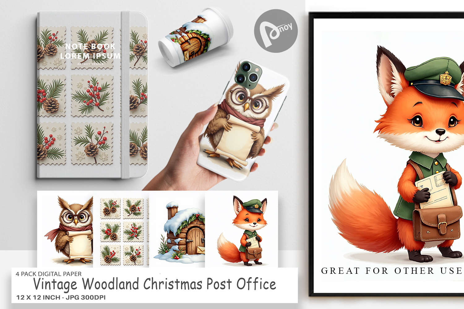Vintage Woodland Post Office Digital Paper product image 1