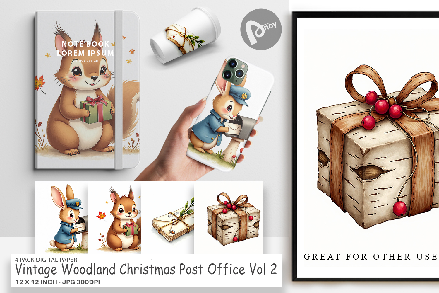 Vintage Woodland Post Office Digital Paper product image 1