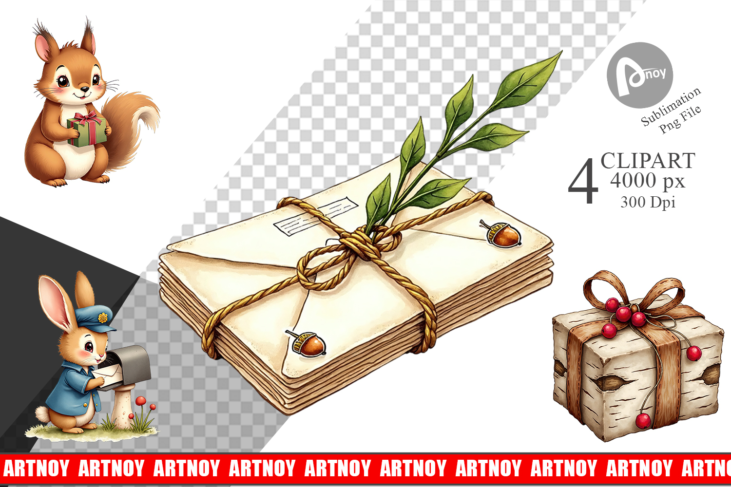 Vintage Woodland Post Office Clipart product image 1