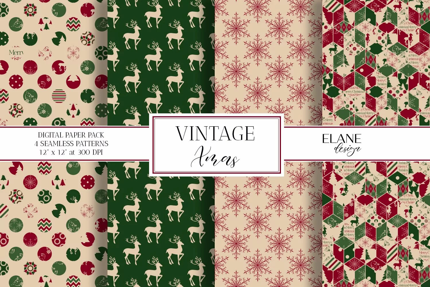 Vintage Christmas Digital Paper product image 1