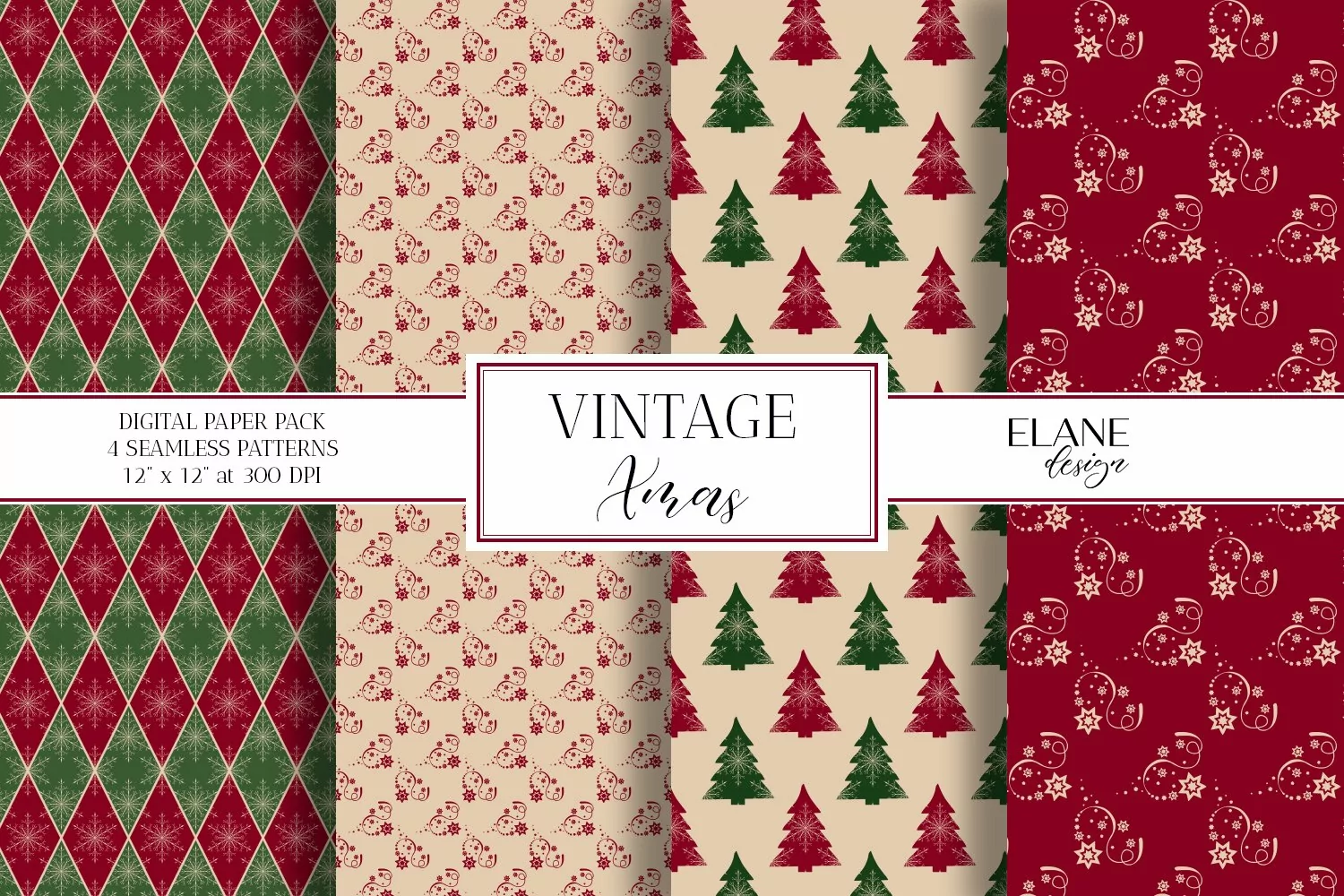Vintage Christmas Digital Paper product image 1