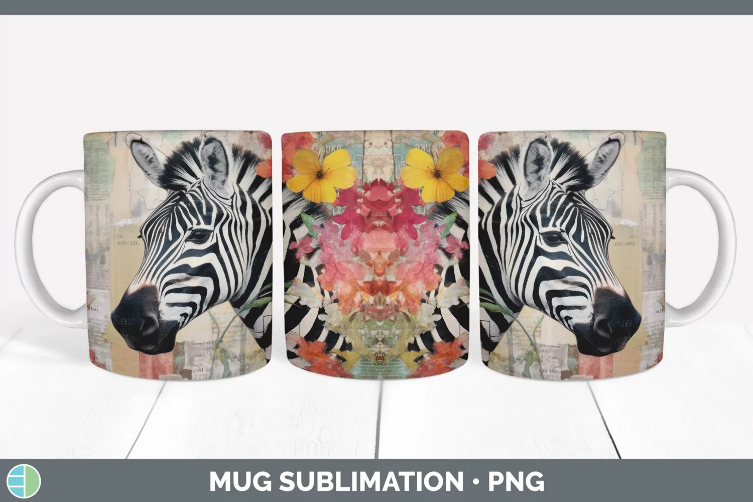 GorgeousDecoupage Zebras Mug Wrap design.