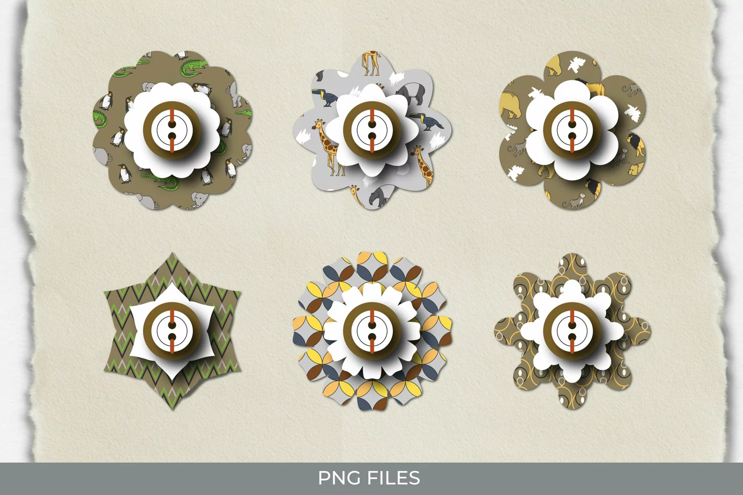Vintage Zoo Seamless Pattern with Buttons product image 1