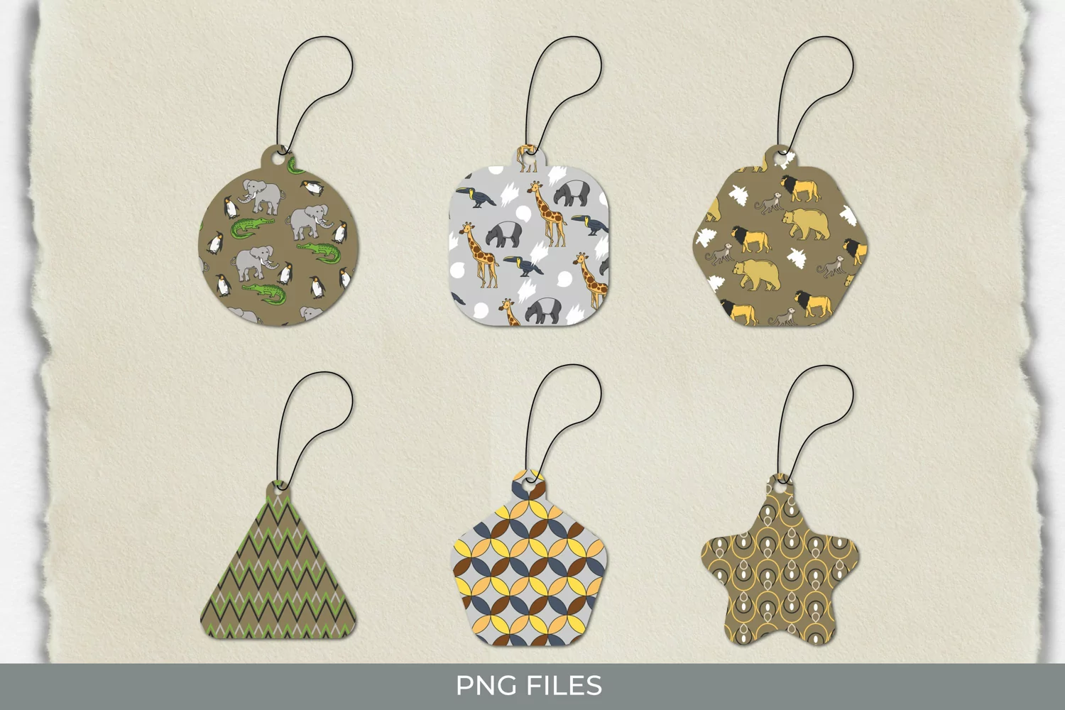 Vintage Zoo Seamless Pattern Shaped Tags product image 1