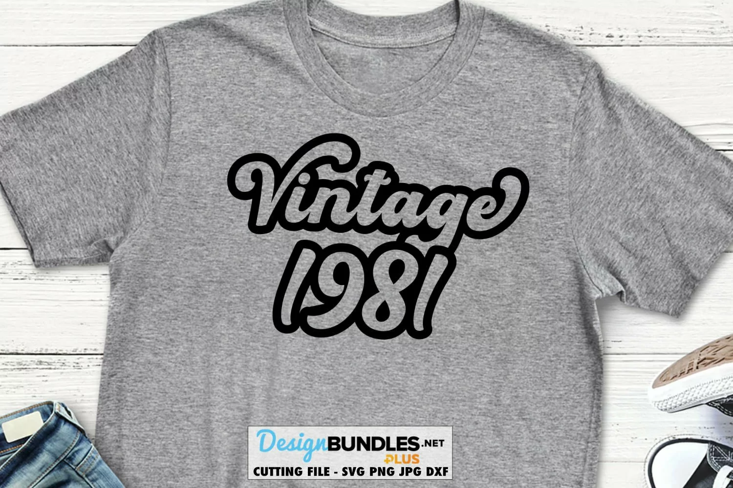 Vintage 1981 SVG | Retro Script 1981 SVG | Vintage SVG product image 1