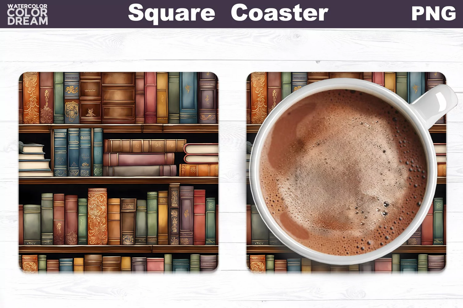 Vintage Books Square Coaster | Book Lover Coaster product image 1