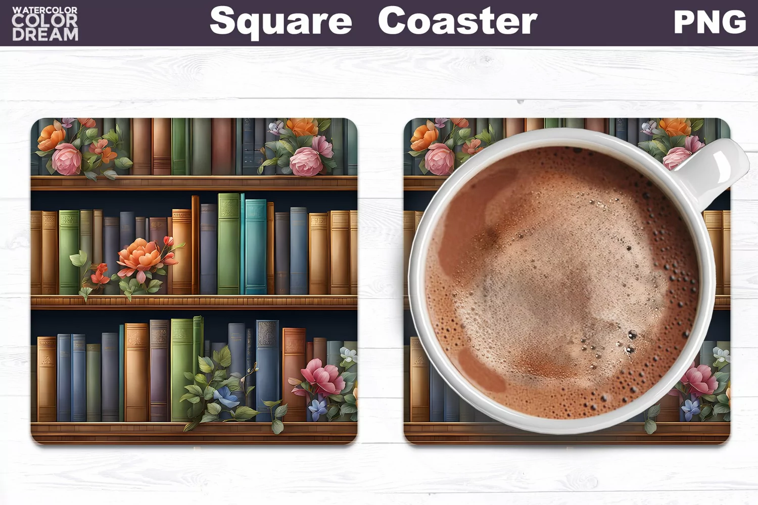 Vintage Books Square Coaster | Book Lover Coaster product image 1