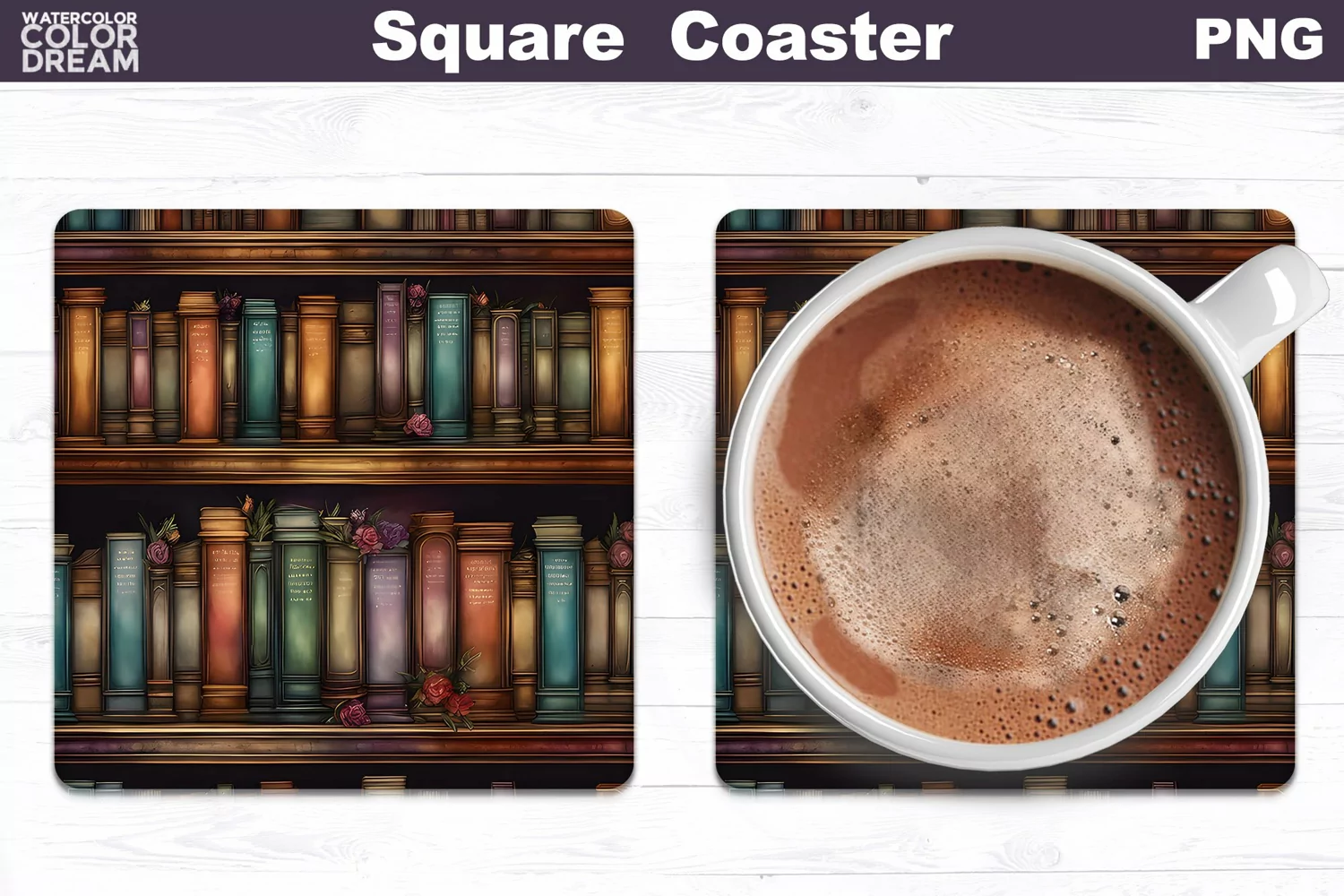 Vintage Books Square Coaster | Book Lover Coaster product image 1