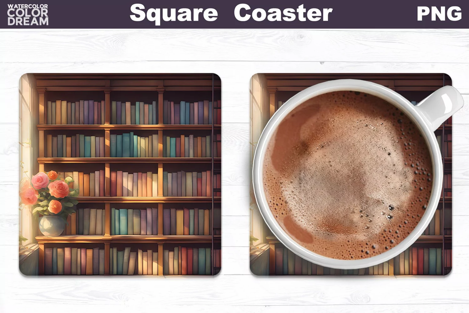 Vintage Books Square Coaster | Book Lover Coaster product image 1