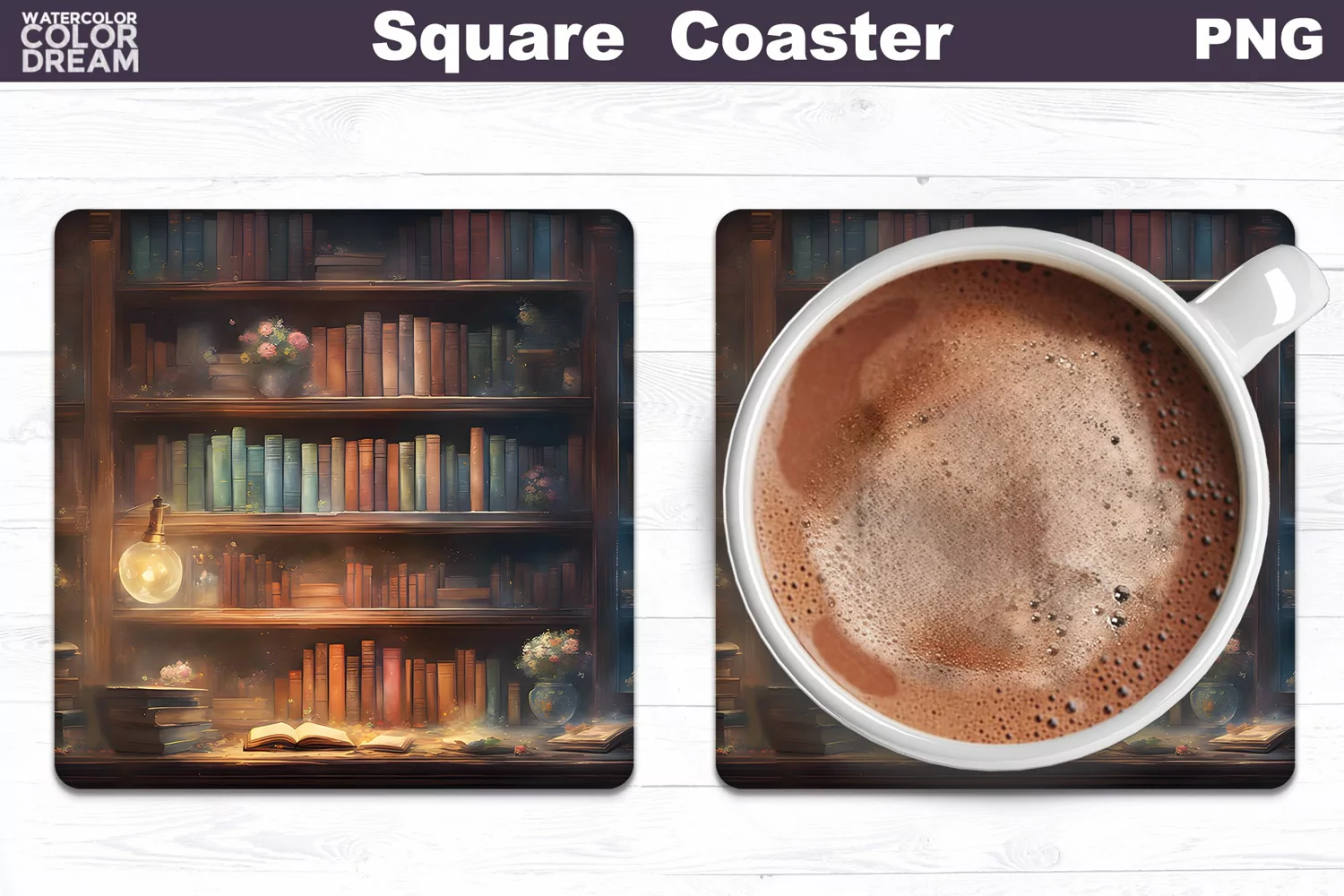 Vintage Books Square Coaster | Book Lover Coaster product image 1