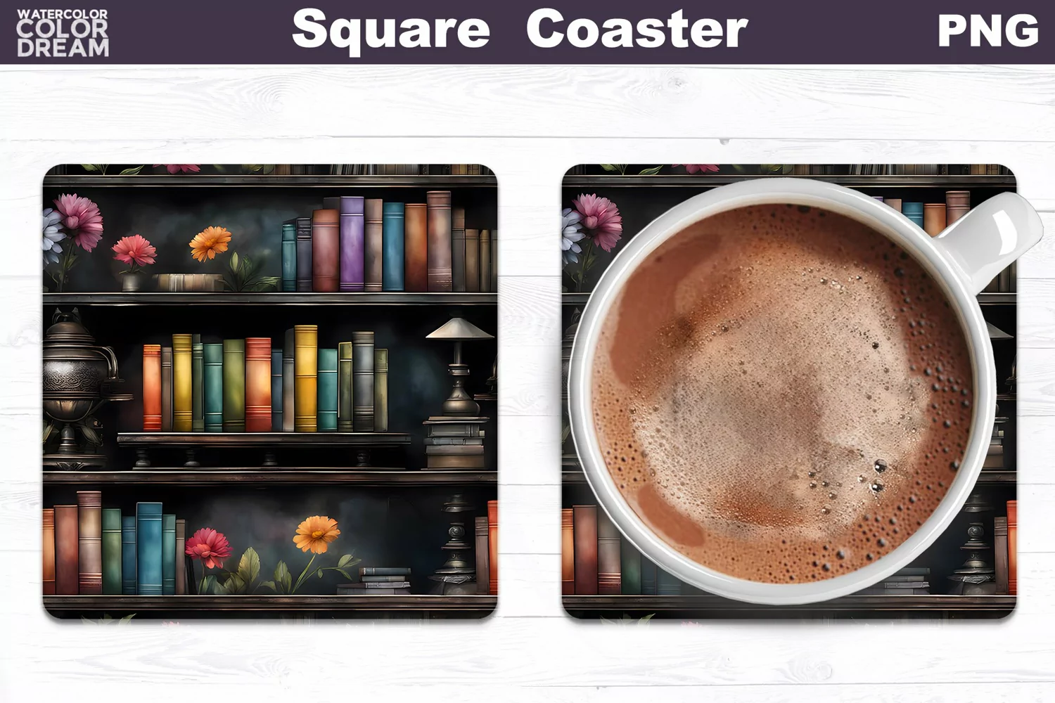 Vintage Books Square Coaster | Book Lover Coaster product image 1
