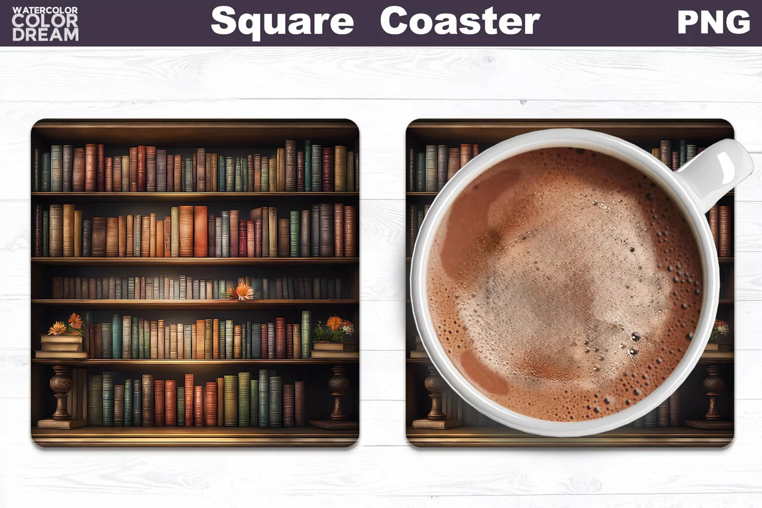 Vintage Books Square Coaster | Book Lover Coaster product image 1
