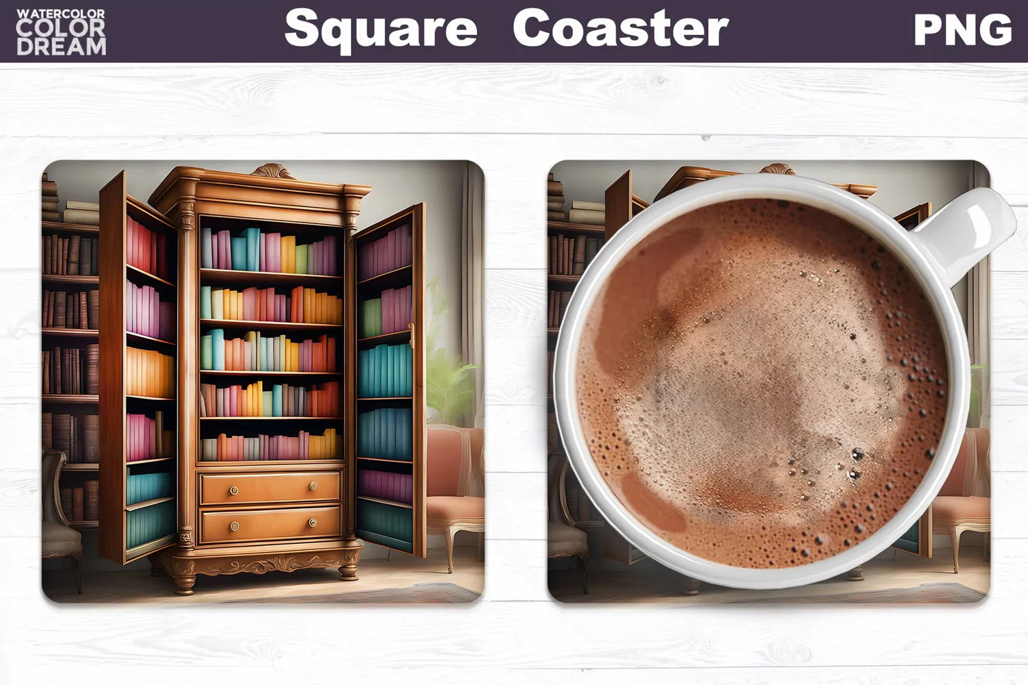 Vintage Books Square Coaster | Book Lover Coaster product image 1