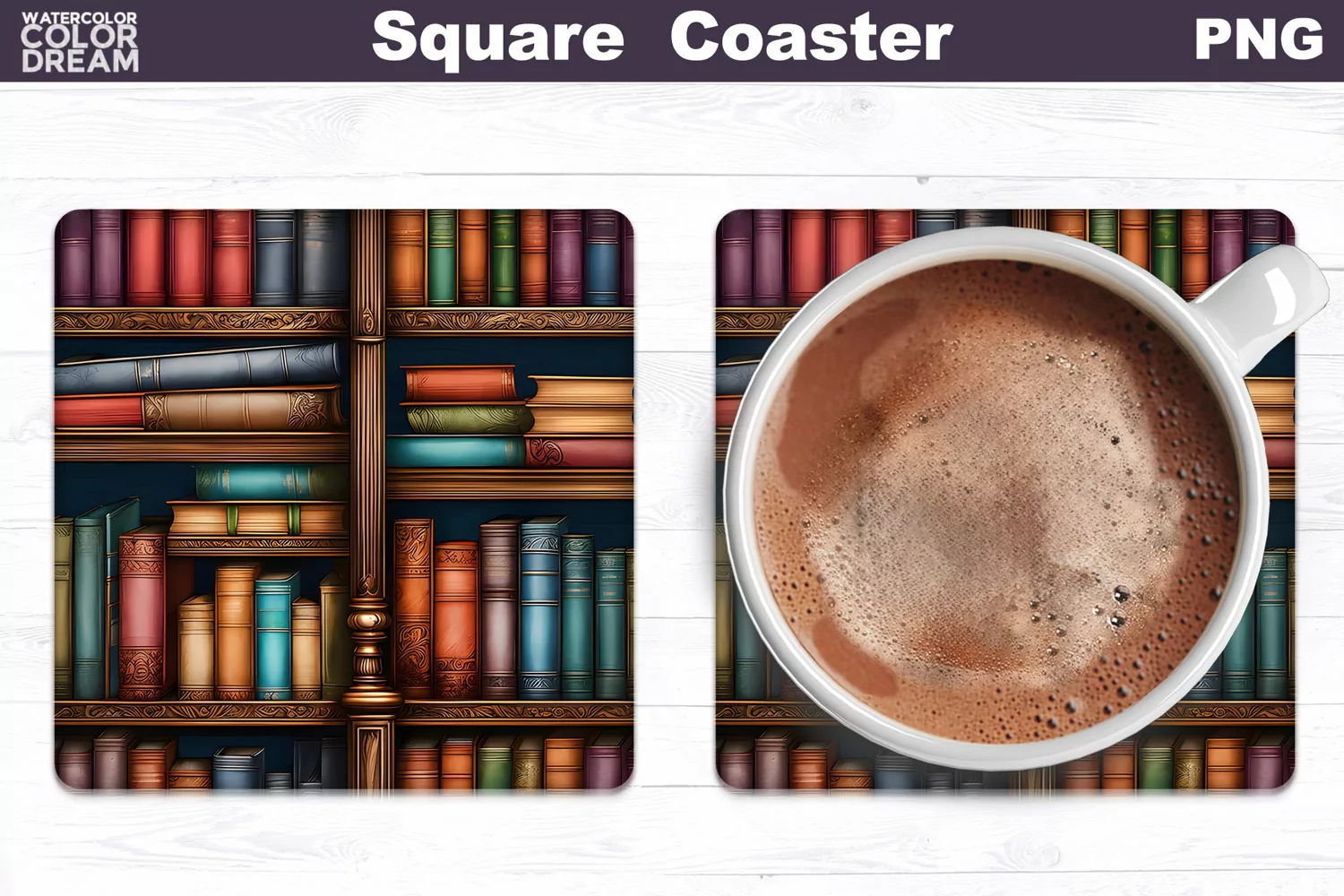 Vintage Books Square Coaster | Book Lover Coaster product image 1