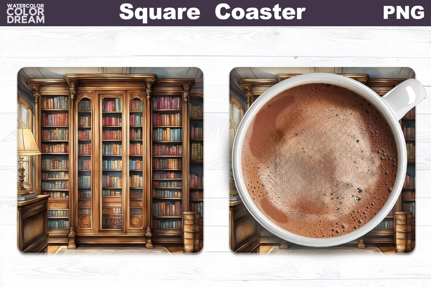 Vintage Books Square Coaster | Book Lover Coaster product image 1