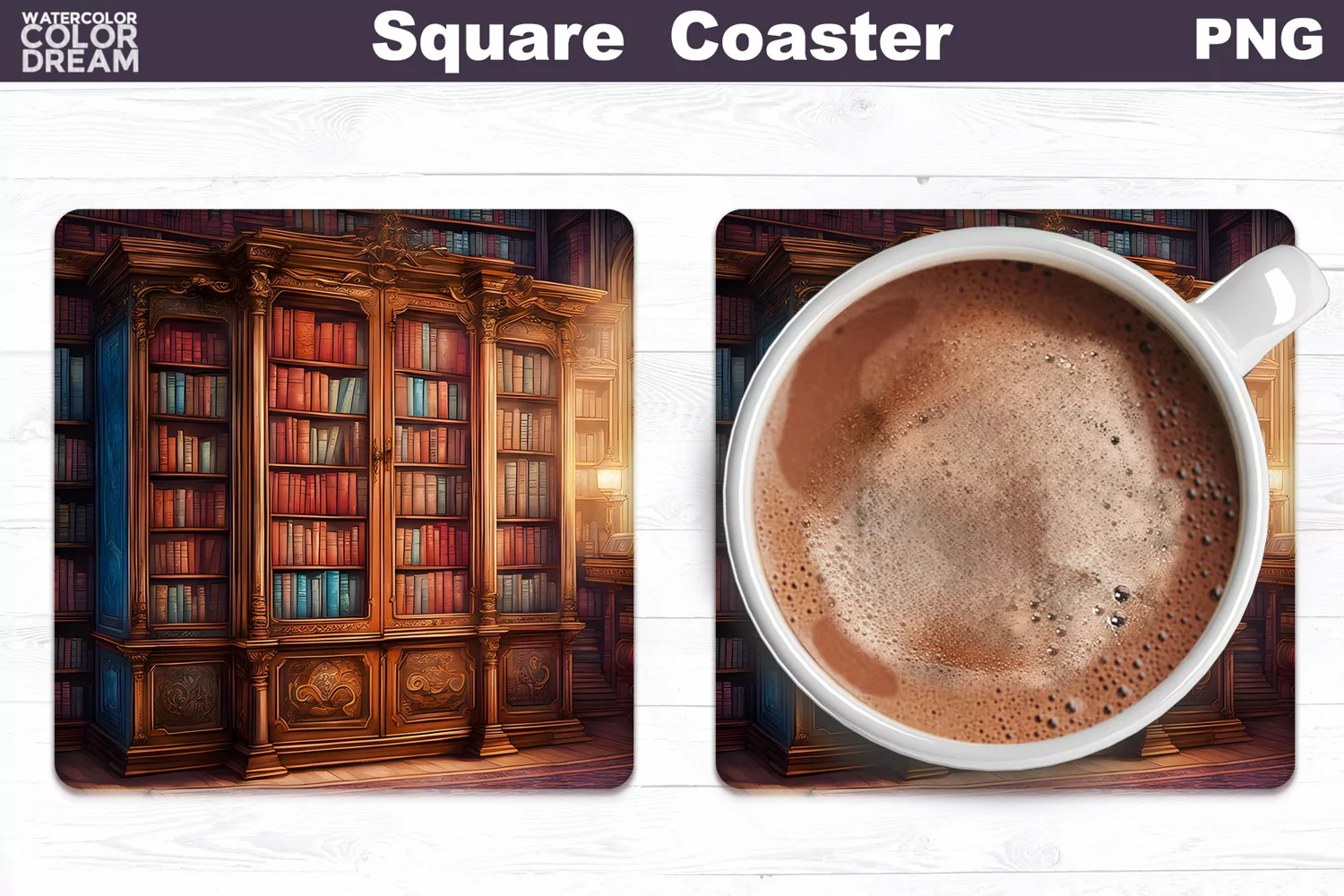 Vintage Books Square Coaster | Book Lover Coaster product image 1