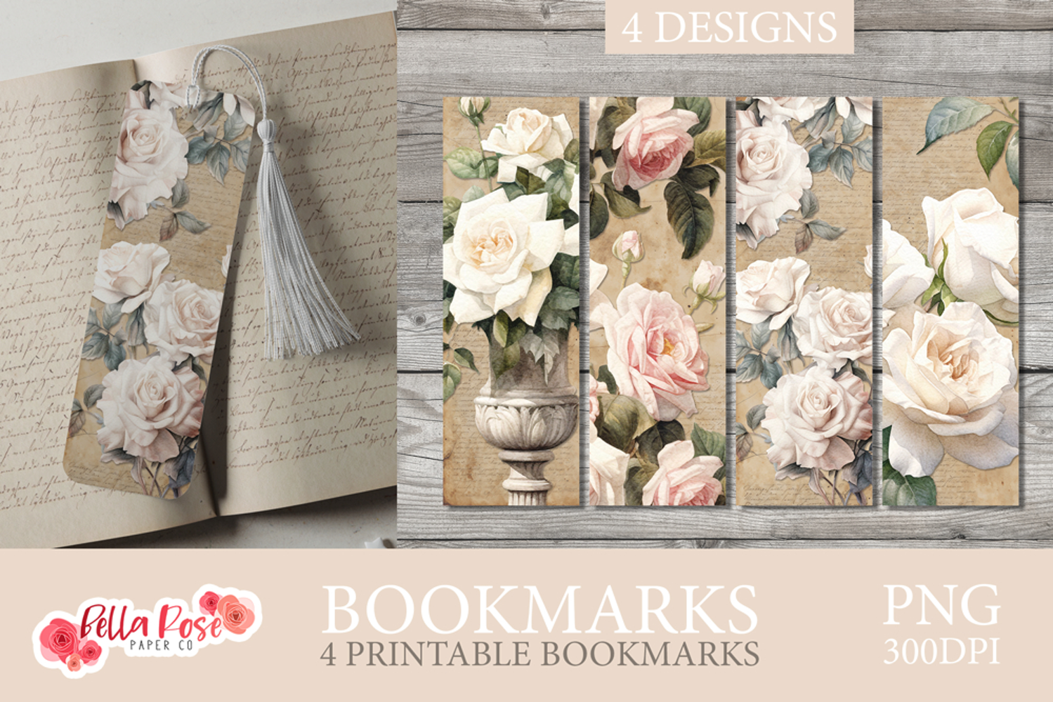 Vintage Roses | Printable Bookmarks product image 1