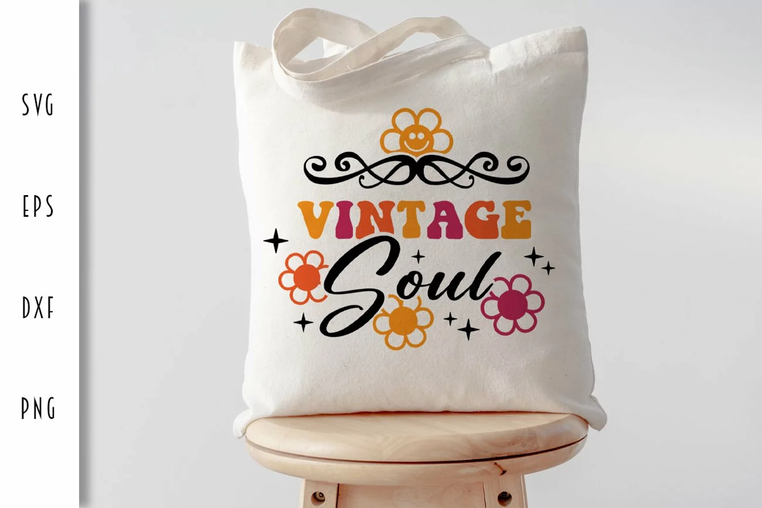 Retro SVG - Vintage Soul with Flowers Cut File product image 1