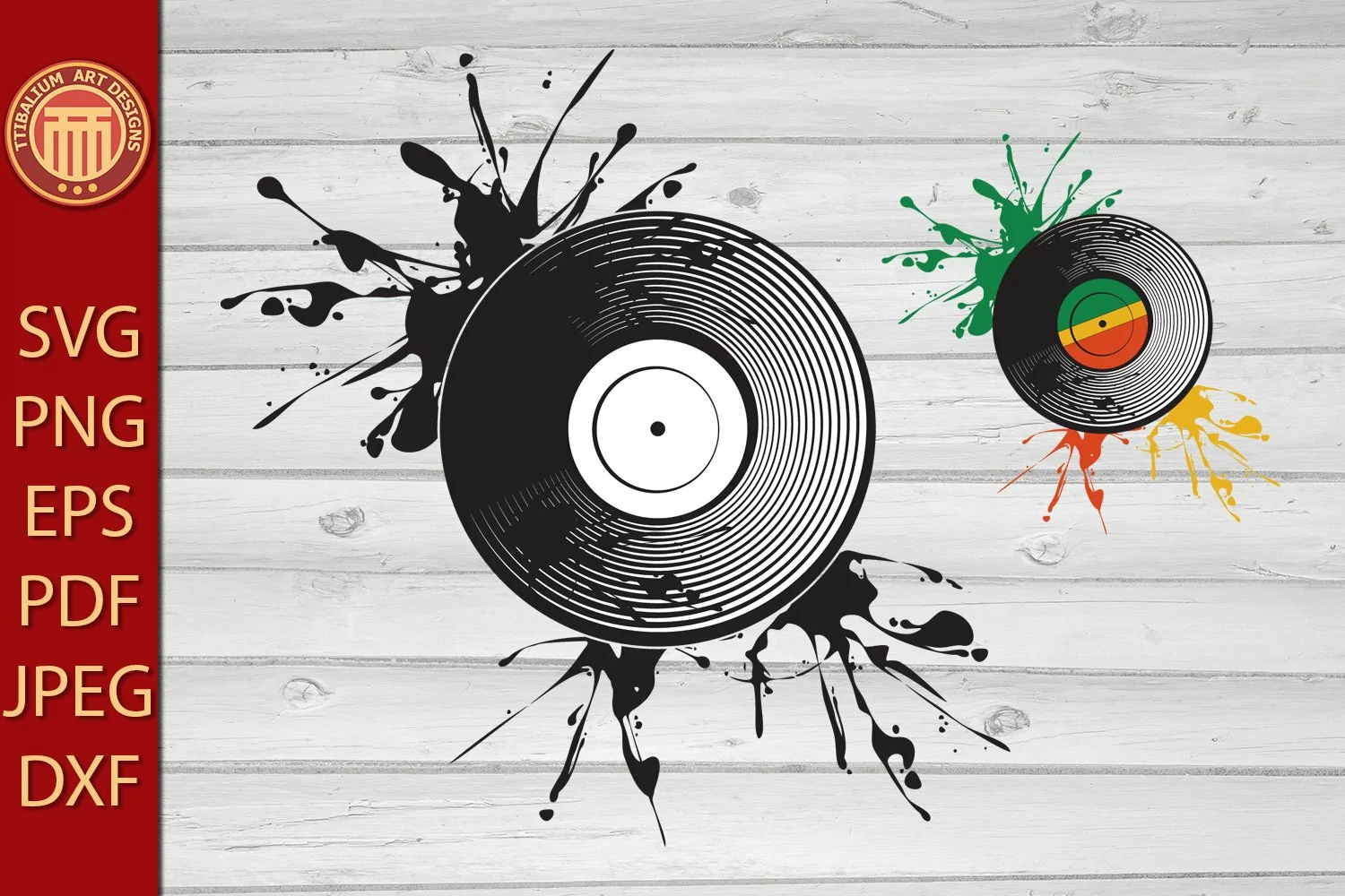 Grunge Vinyl Disc - eps, jpg, dxf, svg, pdf, png files product image 1