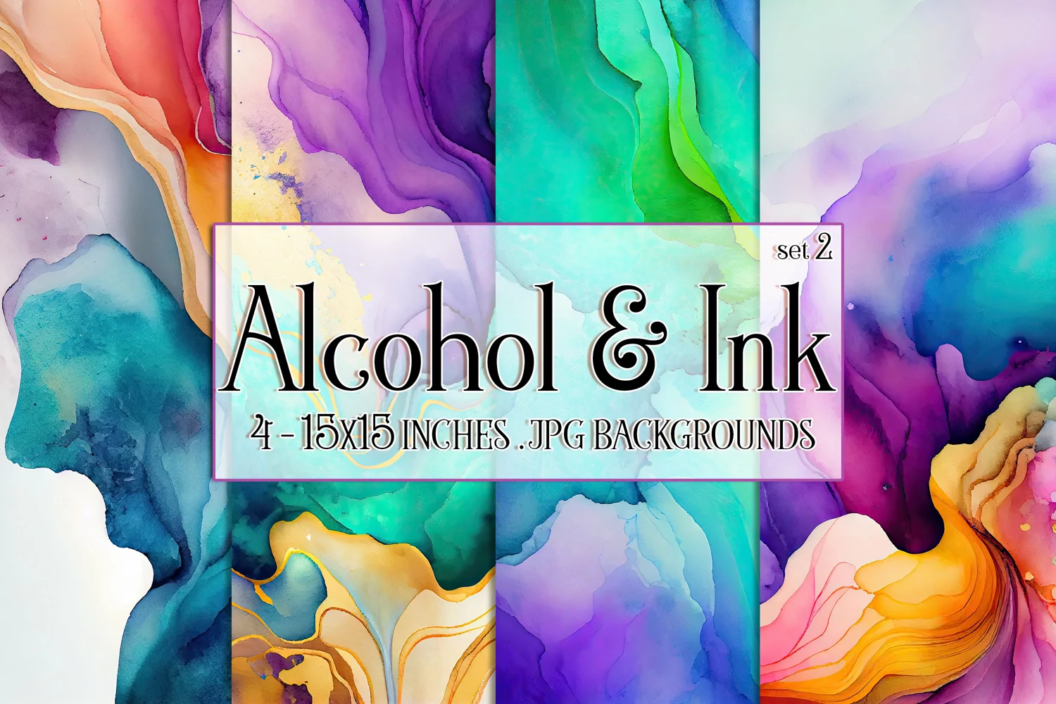 Vivid Watercolor Backgrounds, 15x15 Alcohol and Ink Papers product image 1