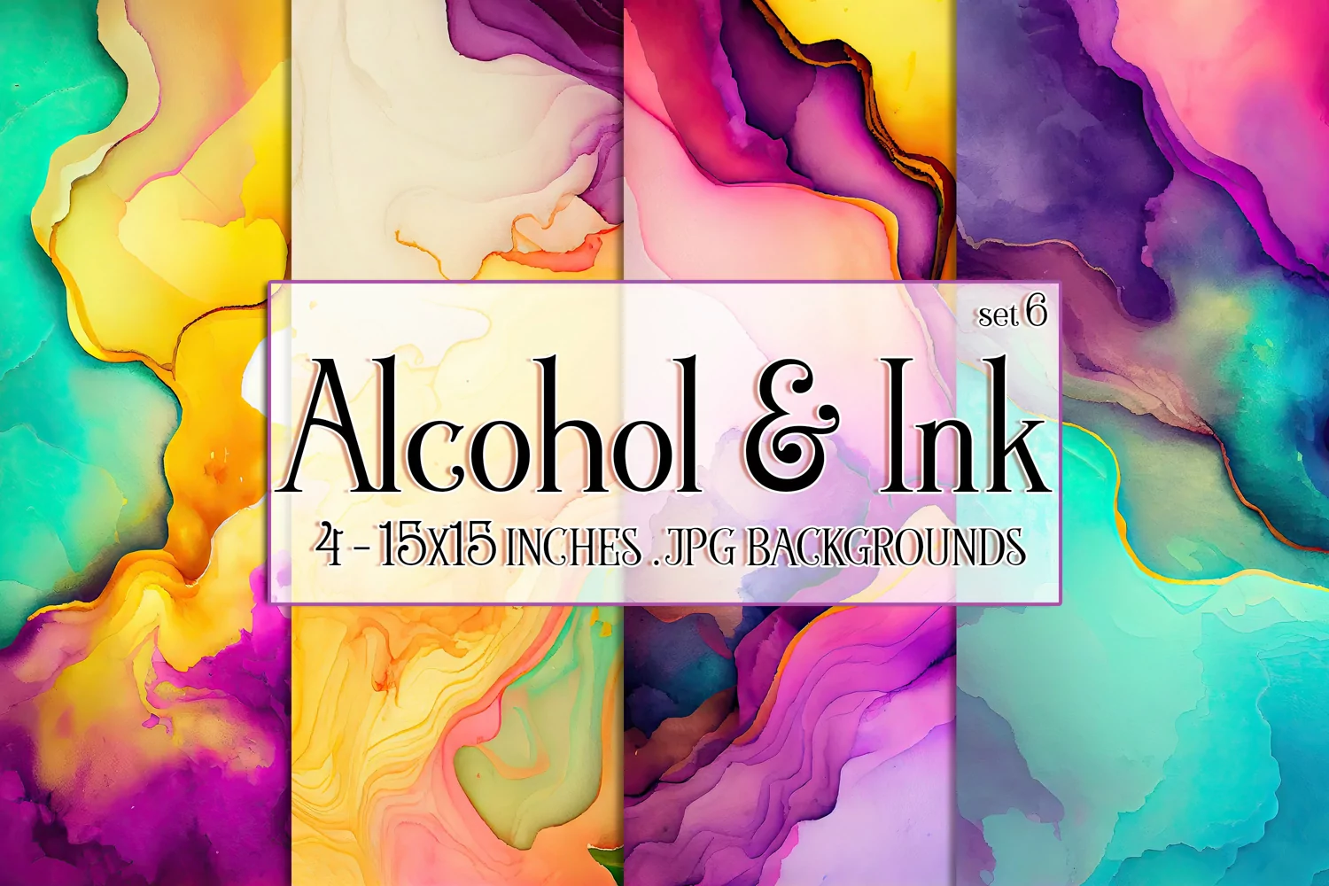 Vivid Watercolor Backgrounds, 15x15 Alcohol and Ink Papers product image 1