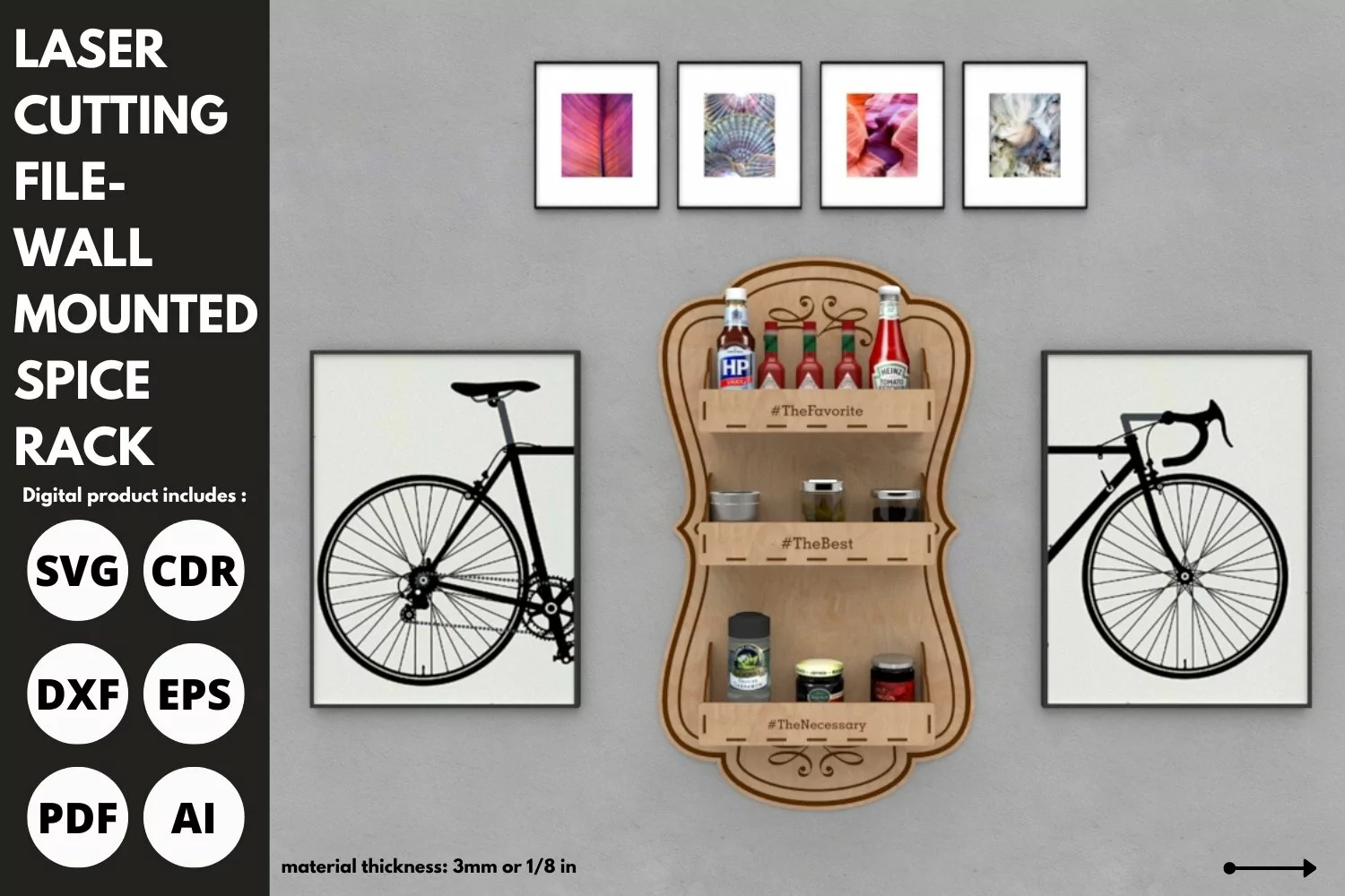 Wall Mounted Spice Rack | Laser Cut File | glowforge file product image 1