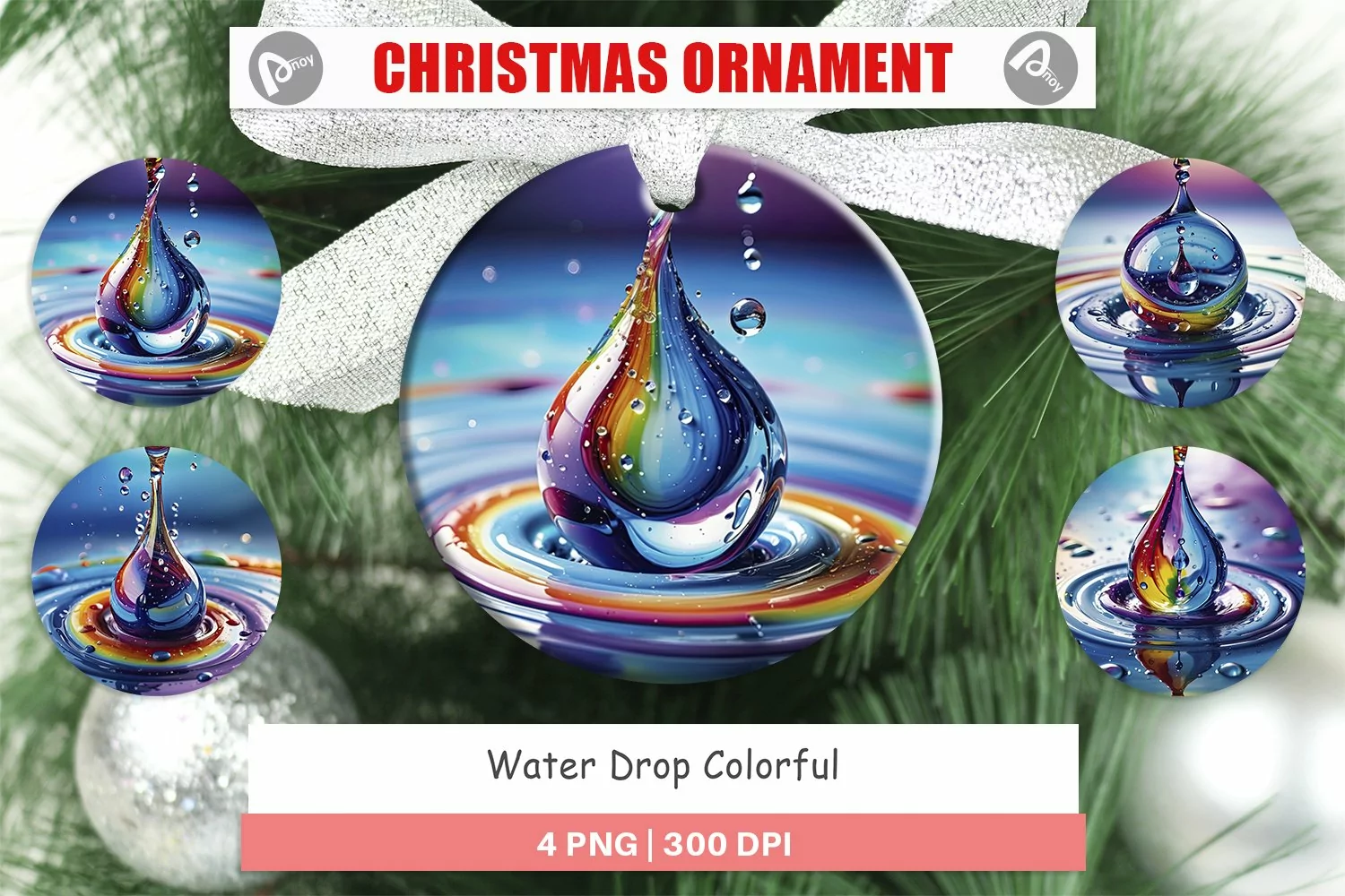 Christmas Ornaments Colorful Water Drops product image 1
