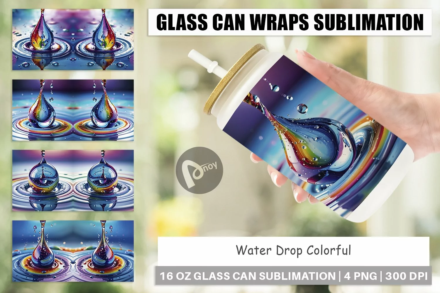 Glass Can Wraps Colorful Water Drops product image 1