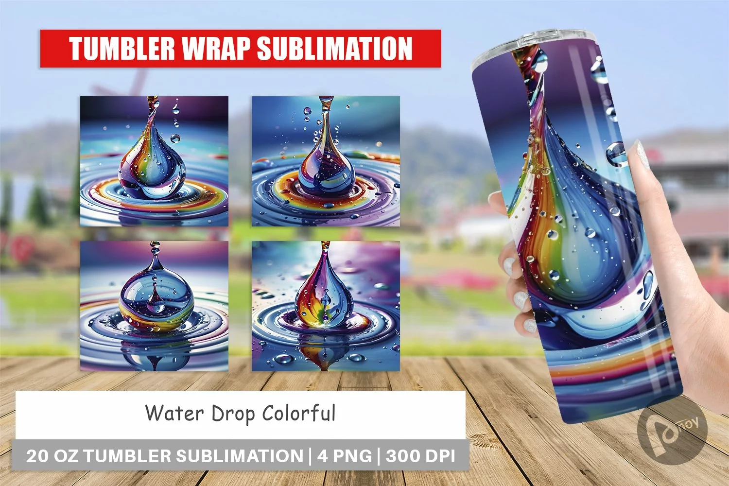 Tumbler Wrap Colorful Water Drops product image 1