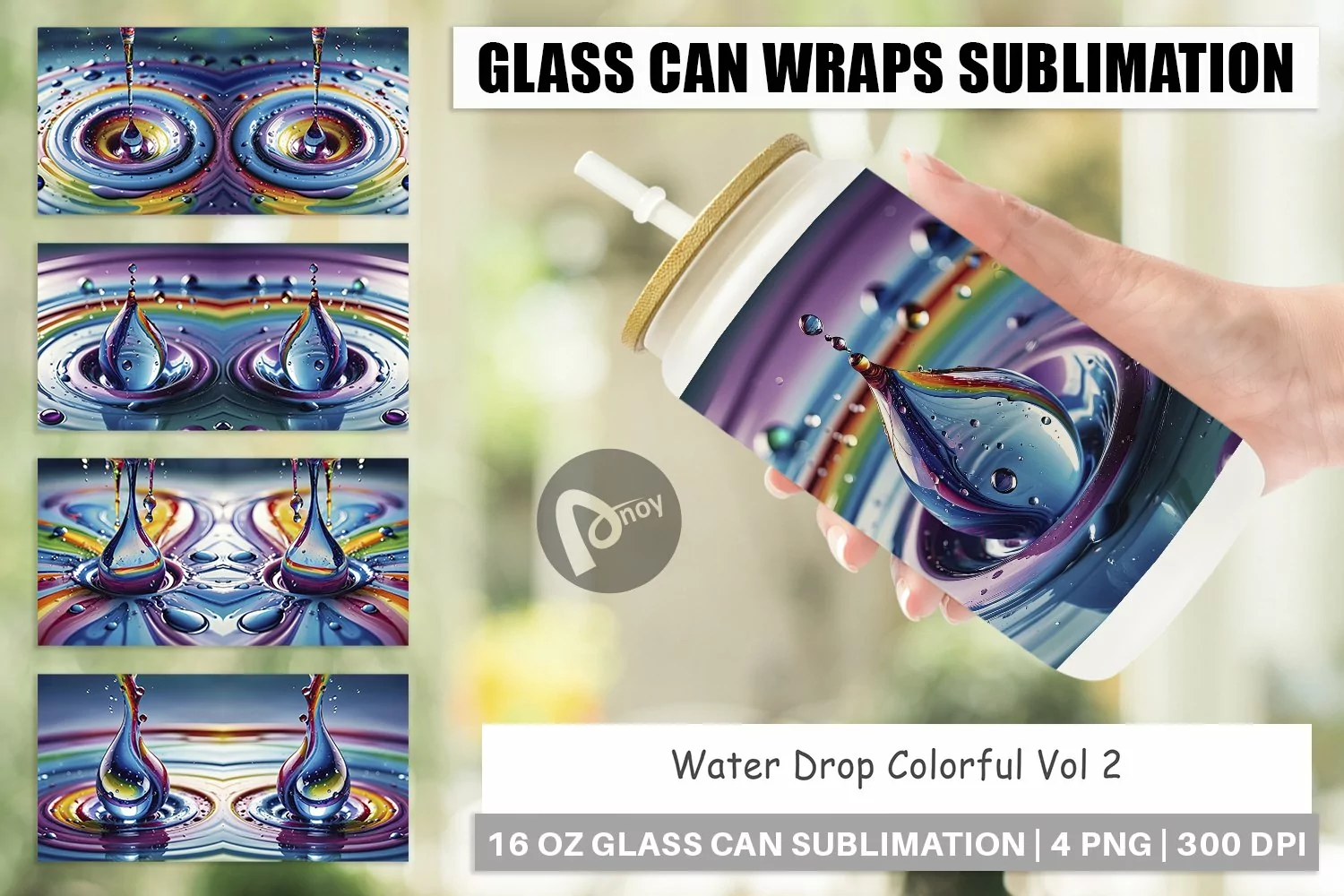 Glass Can Wraps Colorful Water Drops product image 1
