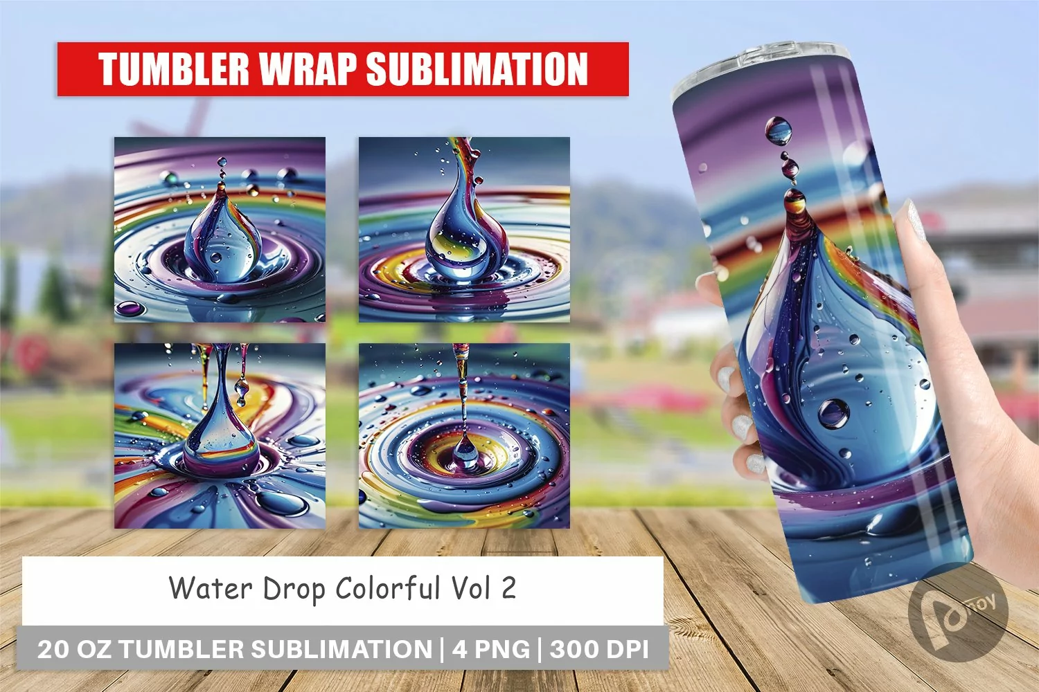 Tumbler Wrap Colorful Water Drops product image 1