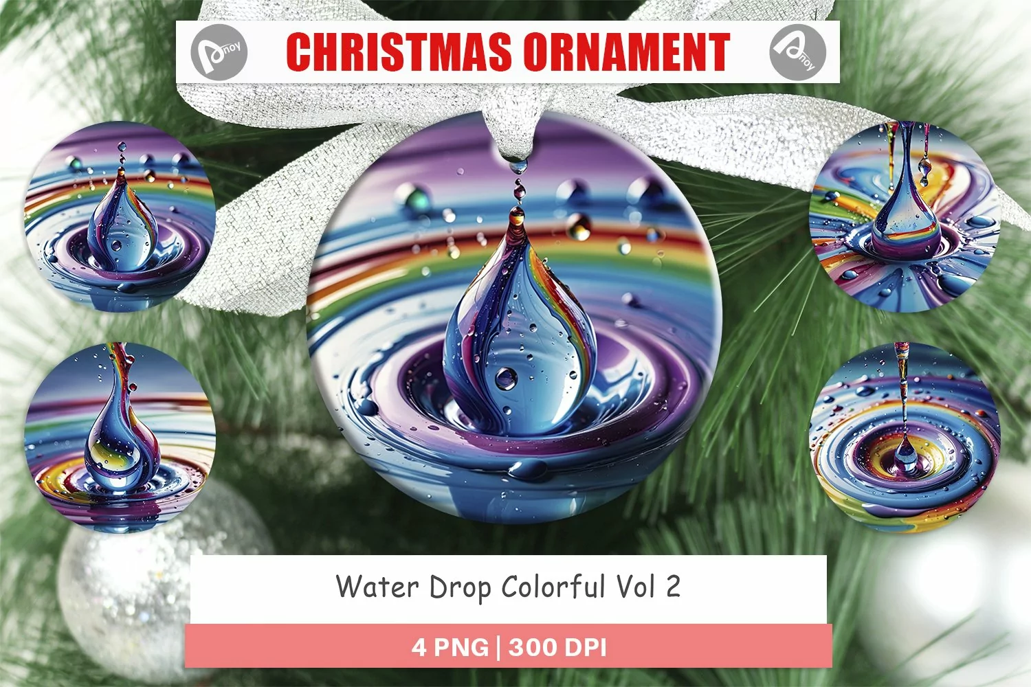 Christmas Ornaments Colorful Water Drops product image 1