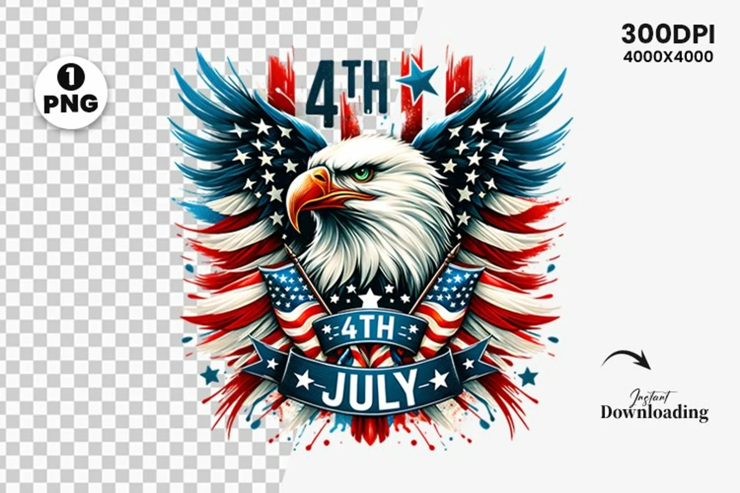 watercolor 4th july Patriotic clipart