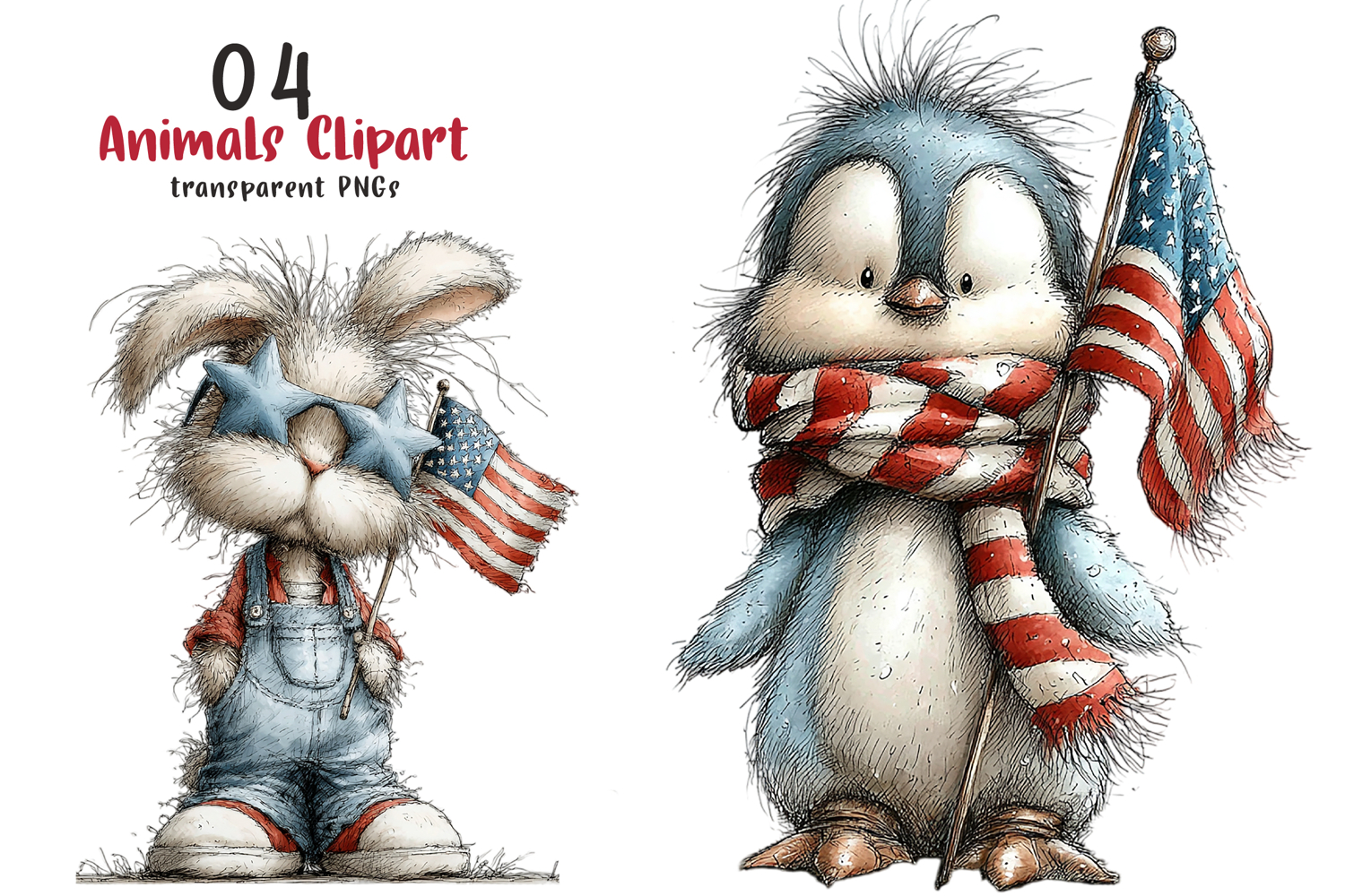 4th of July Animals Clipart