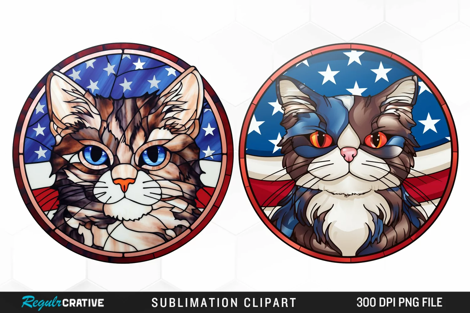 Watercolor 4th of July Cat Graphics Clipart product image 1