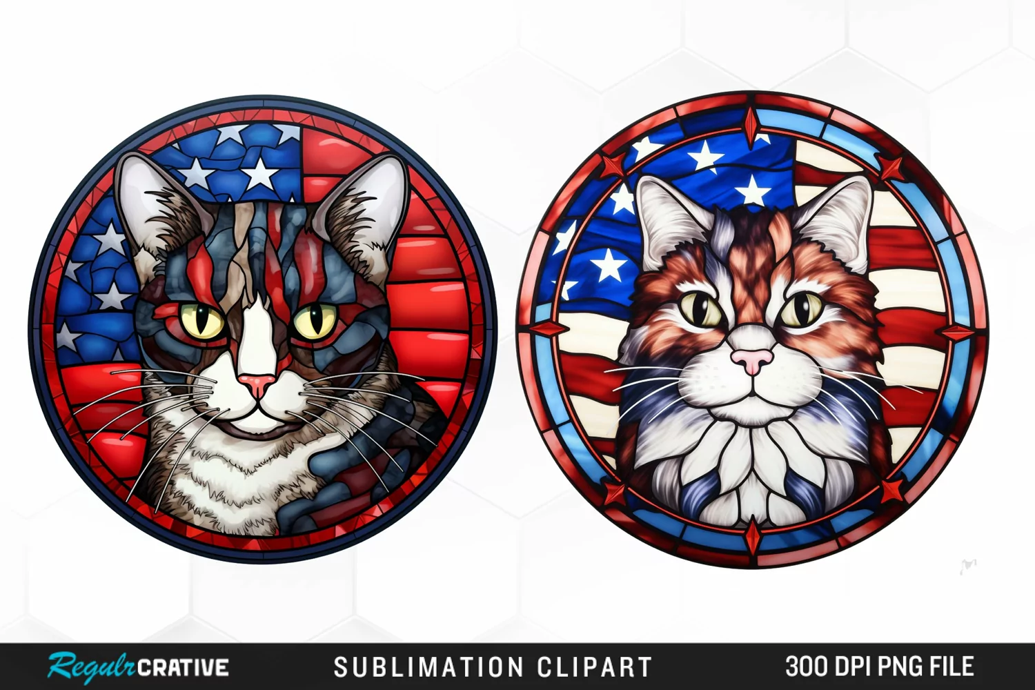 Watercolor 4th of July Cat Graphics Clipart product image 1