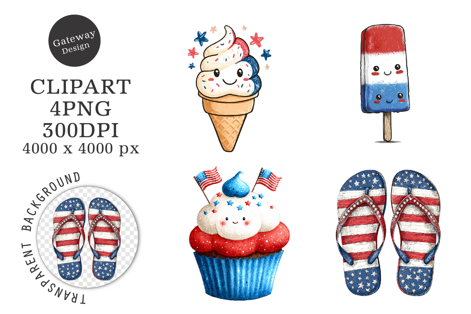 Watercolor 4th Of July Clipart product image 1