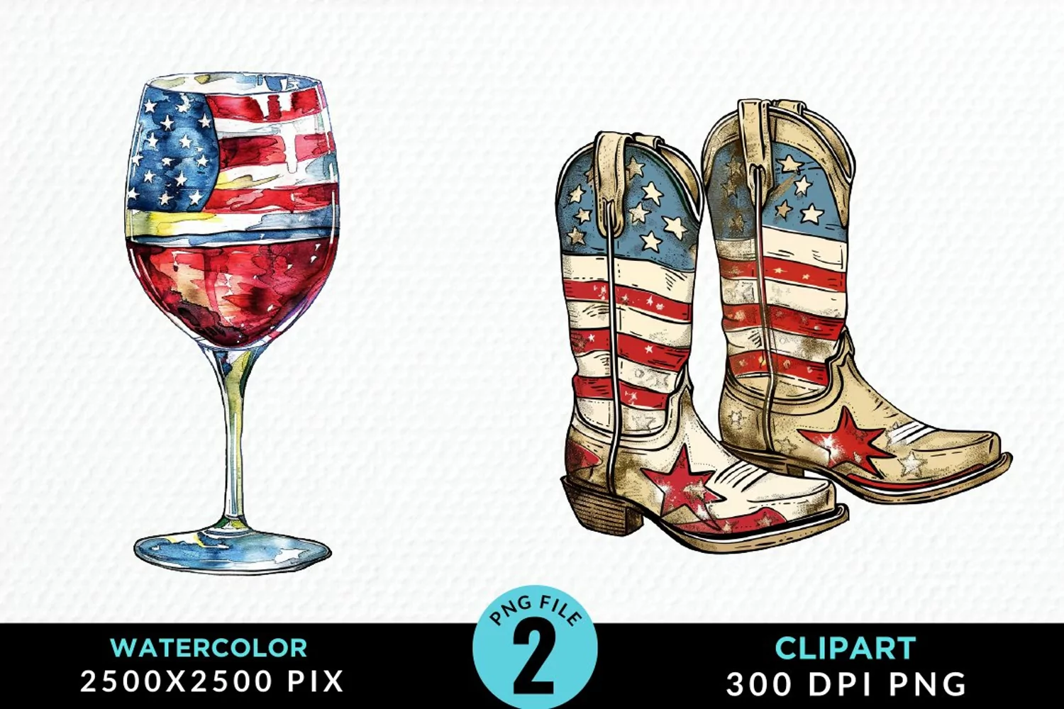 Watercolor 4th of July Design Clipart product image 1