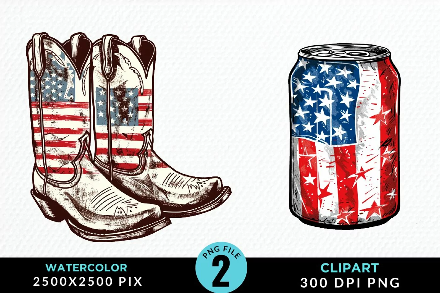 Watercolor 4th of July Graphics Clipart product image 1