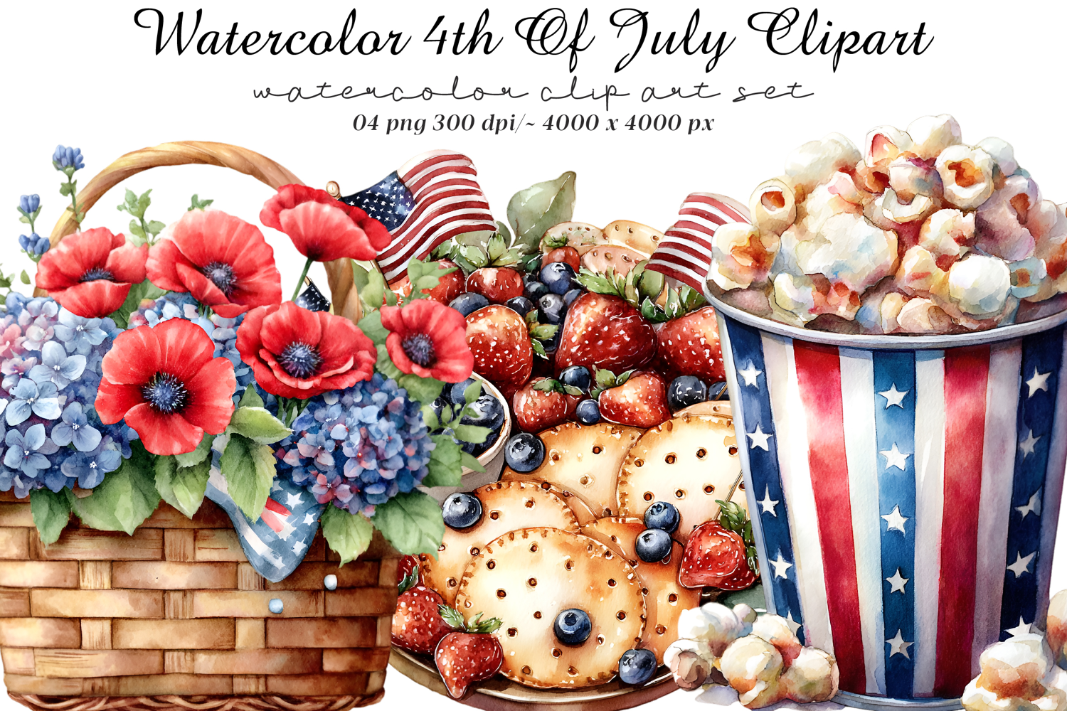 Watercolor 4th Of July Clipart product image 1