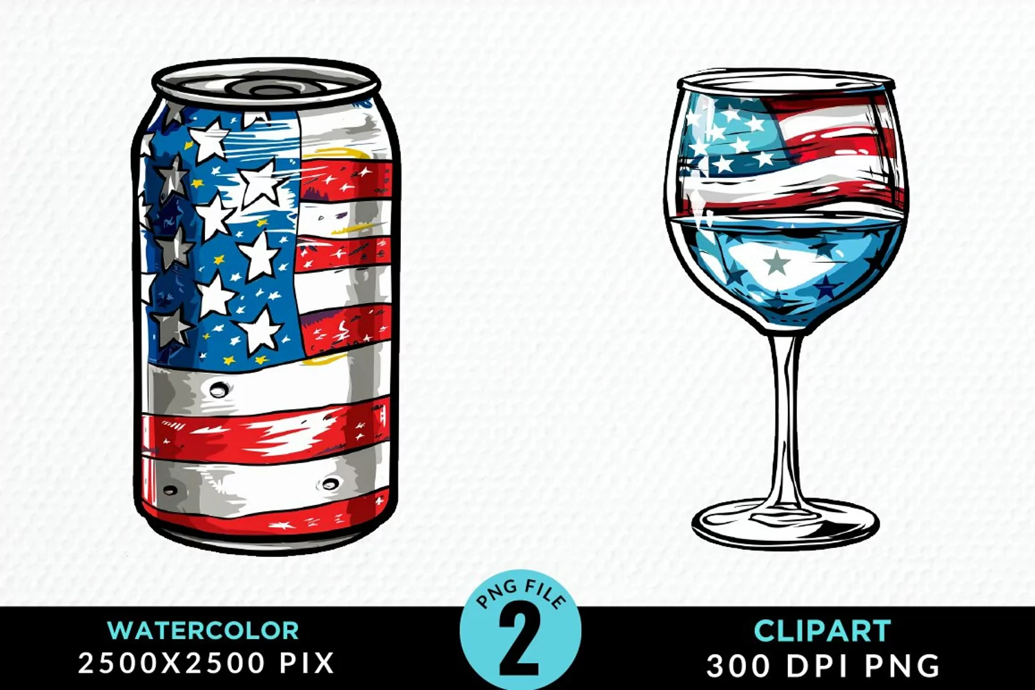 Watercolor 4th of July Graphics Clipart product image 1