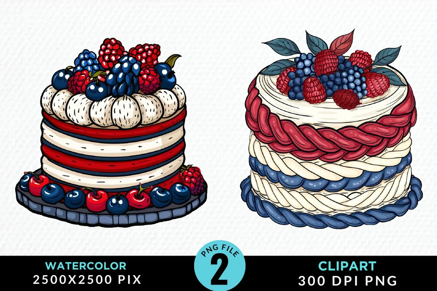 Watercolor 4th Of July Cupcakes Exquisite Clipart product image 1