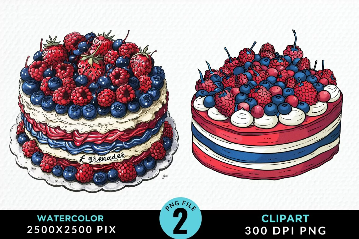 Watercolor 4th Of July Cupcakes Artwork Clipart product image 1