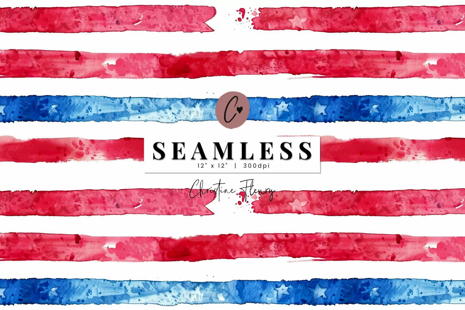 Seamless Watercolor 4th Of July Stripe Pattern product image 1