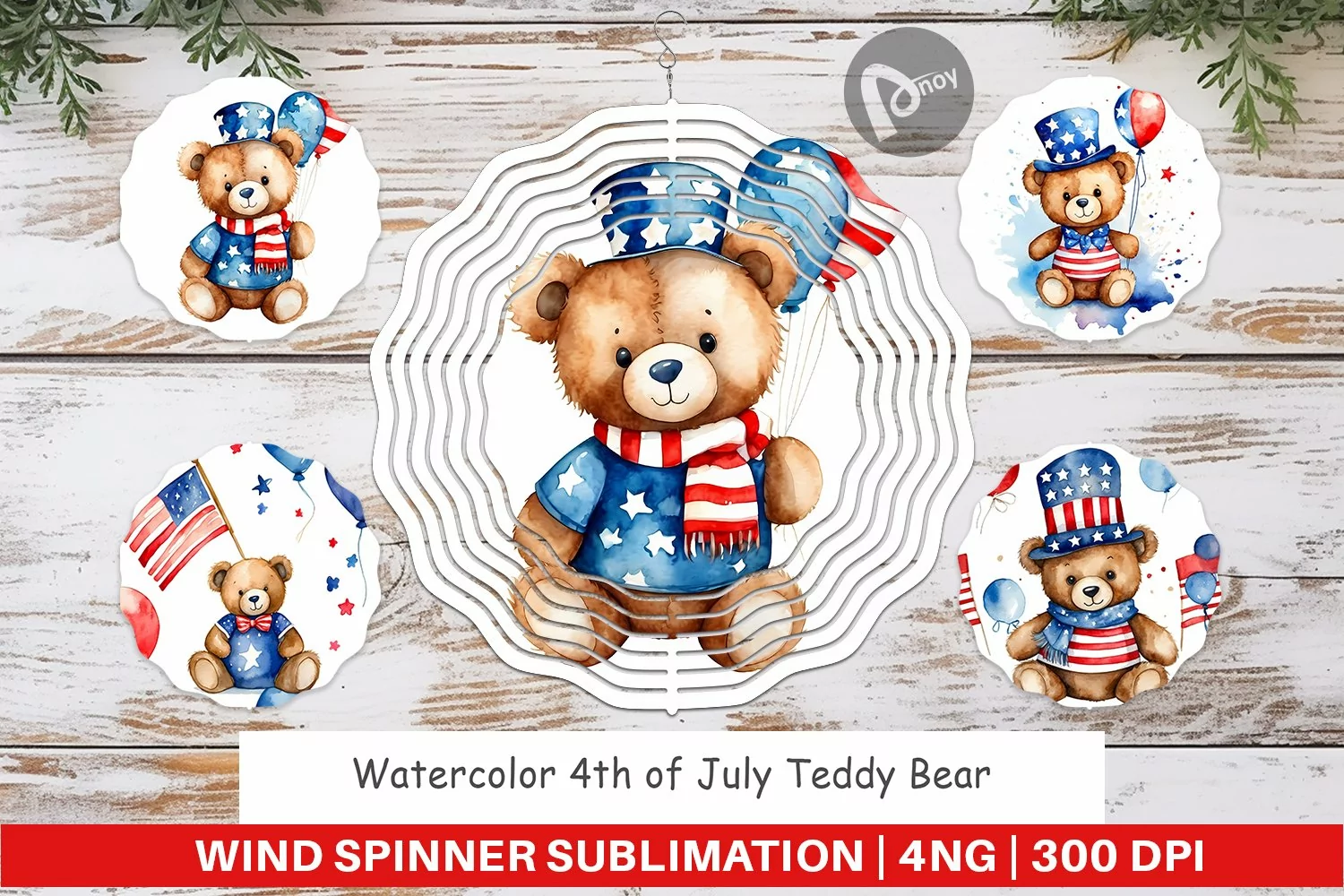 Wind Spinner Teddy Bear 4th of July product image 1