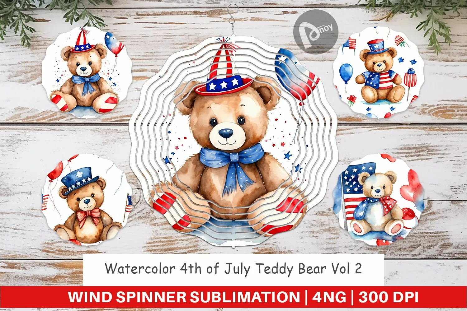 Wind Spinner Teddy Bear 4th of July product image 1