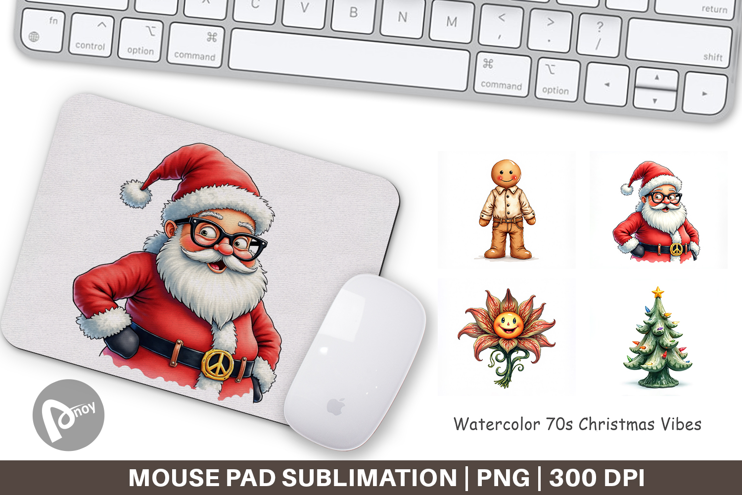 70s Christmas Mouse Pad product image 1